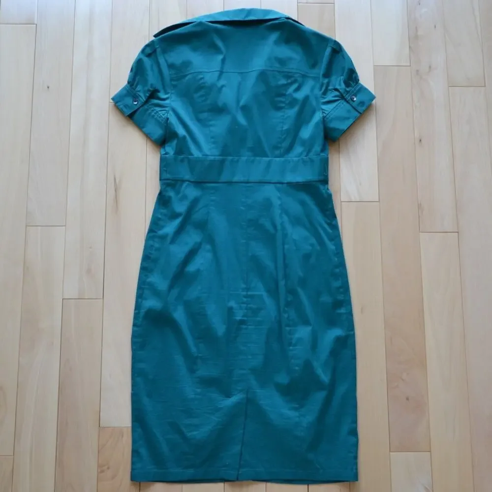 Express Short Sleeve Front Button Down Dress Green Size 4